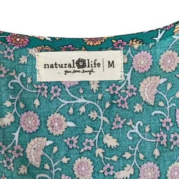 Natural Life Avery Midi Shirt Dress sz M BOHO Babydolll Pockets Cottagecore NEW - Picture 13 of 16